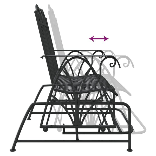 Schwarze Gleitbank West 114cm (2-Sitzer, Stahl)