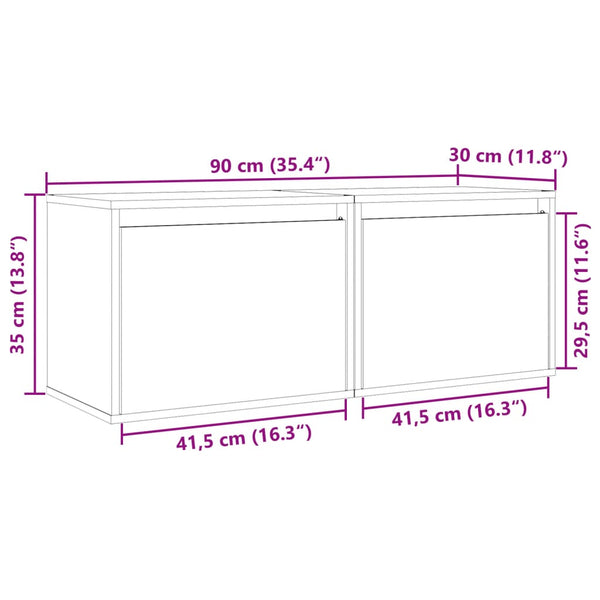 Harmaa seinäkaapit Persec 45x30x35cm (2 kpl mänty)