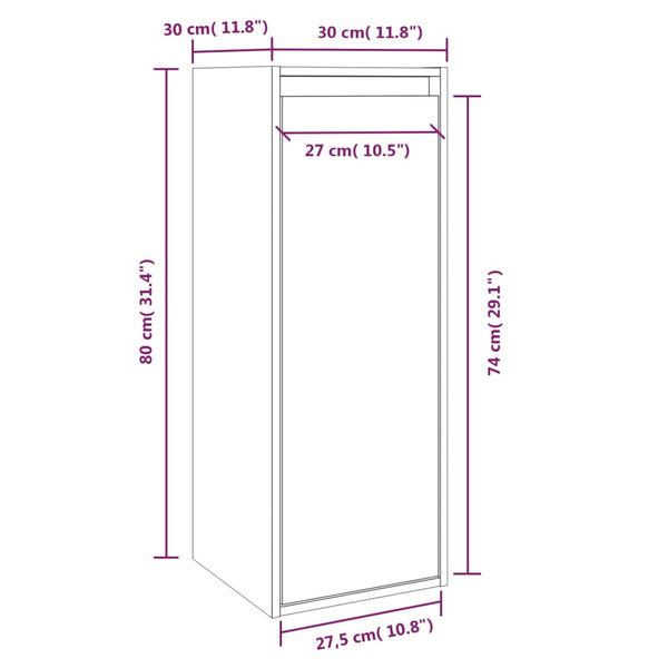 Grauer Wandschrank Zbercea 30x30x80cm (Kiefer)