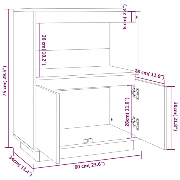 Weißes Sideboard Elenca 60x34x75cm (Kiefer)