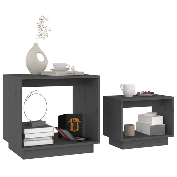 Graue Set-Sofatische Allbert (2 Stk. Kiefer)