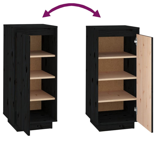 Schwarzer Schuhschrank Banuti 35x35x80cm (Kiefer)