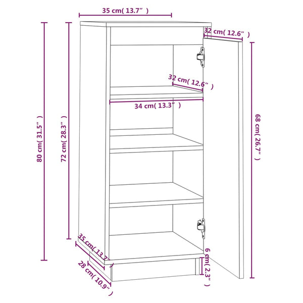 Schwarzer Schuhschrank Banuti 35x35x80cm (Kiefer)