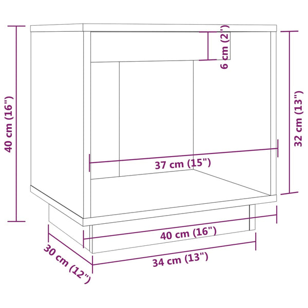 Grauer Nachttisch Turc 40x30x40cm (Kiefer)