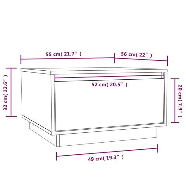 Grauer Couchtisch Tuliuta 55x56x32cm (Kiefer)