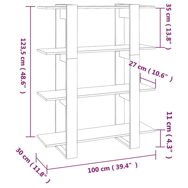 Weißes Bücherregal/Raumteiler Cozmir 100x30x123,5cm