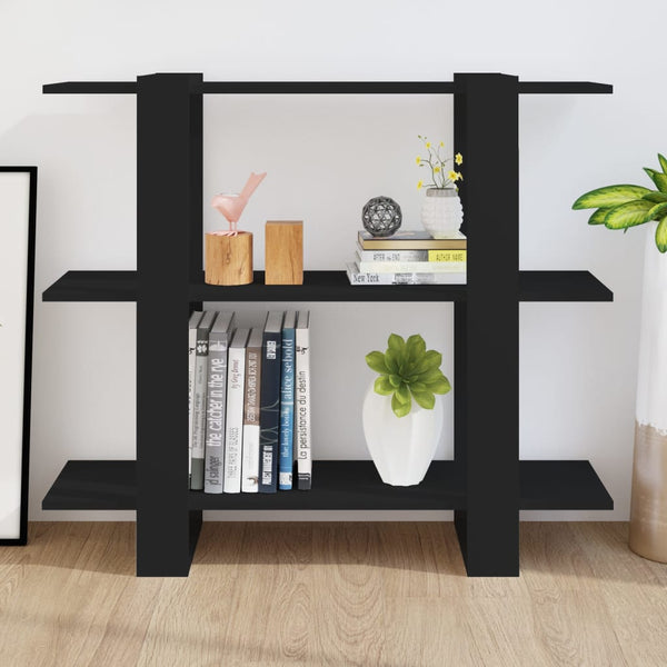 Schwarzes Bücherregal/Raumteiler Iosinel 100x30x87cm
