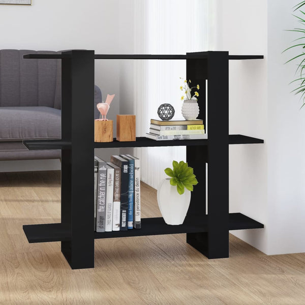 Schwarzes Bücherregal/Raumteiler Iosinel 100x30x87cm