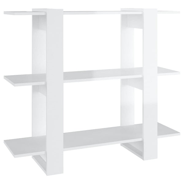 Weißes Bücherregal/Raumteiler Iosinel 100x30x87cm (Hochglanz)