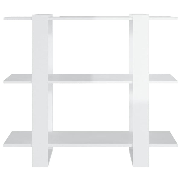 Weißes Bücherregal/Raumteiler Iosinel 100x30x87cm (Hochglanz)
