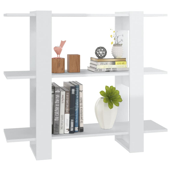 Weißes Bücherregal/Raumteiler Iosinel 100x30x87cm (Hochglanz)