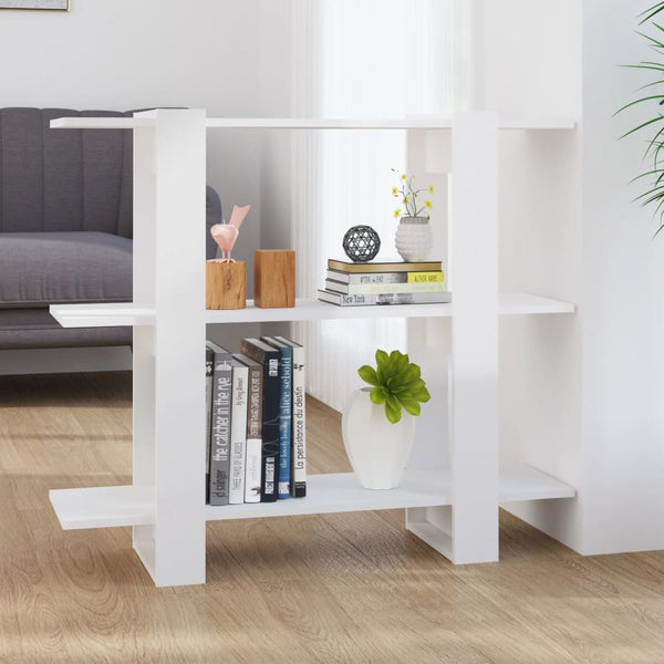 Weißes Bücherregal/Raumteiler Iosinel 100x30x87cm (Hochglanz)
