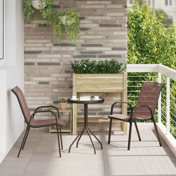 Braune stapelbare Gartenstühle Feodoria (2 Stk. Textilgewebe)