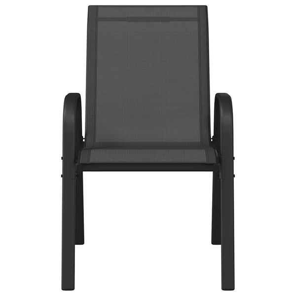 Schwarze stapelbare Gartenstühle Feodoria (6 Stk. Textilgewebe)