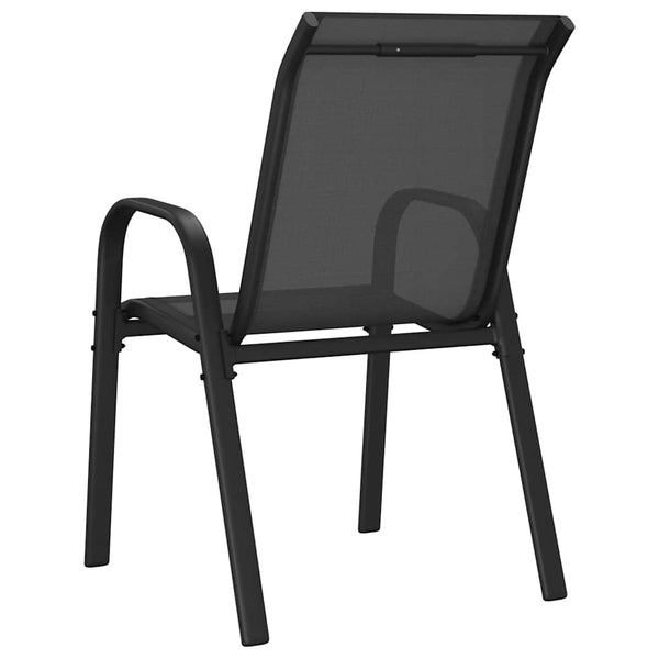 Schwarze stapelbare Gartenstühle Feodoria (6 Stk. Textilgewebe)