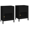 Schwarze Nachttische Molidul 40x30x54,5cm (2 St., Stahl und Glas)