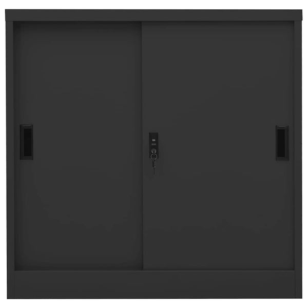Anthrazitfarbener Schiebetürenschrank mit Blumenkasten Condurache (Stahl)