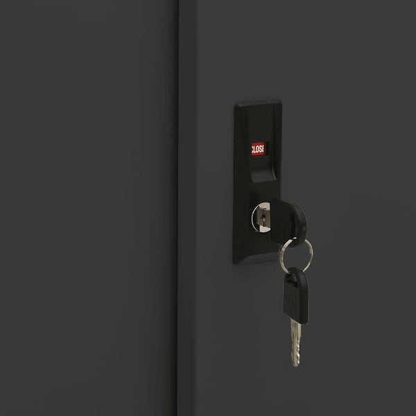 Anthrazitfarbener Schiebetürenschrank mit Blumenkasten Condurache (Stahl)