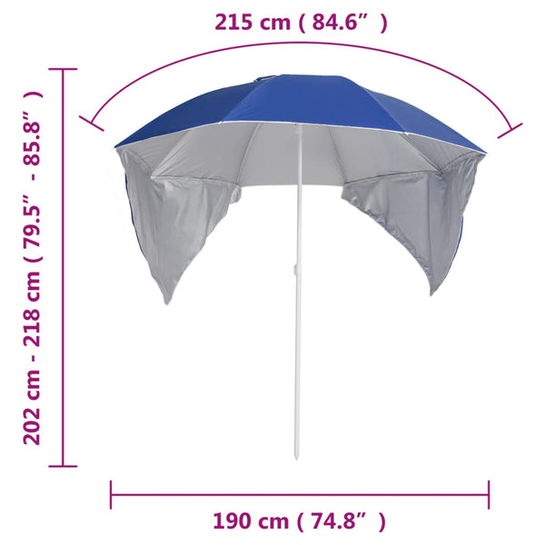 Blauer Strandschirm mit Seitenwänden Fiana 215 cm