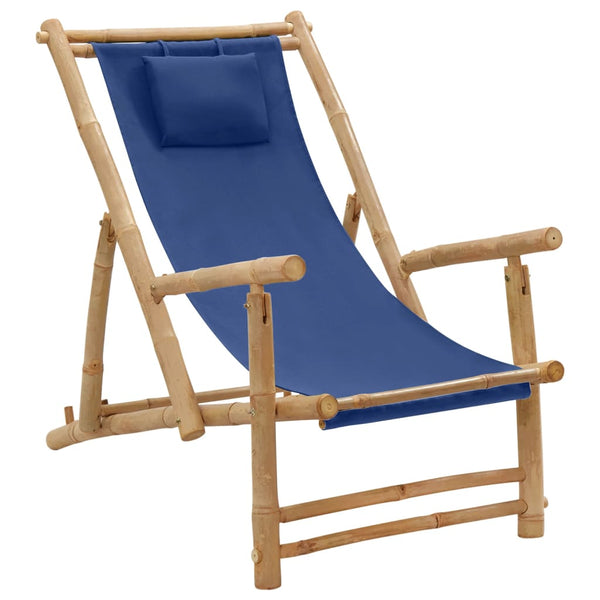 Deckchair Marineblau Bambus und Stoff Retuta