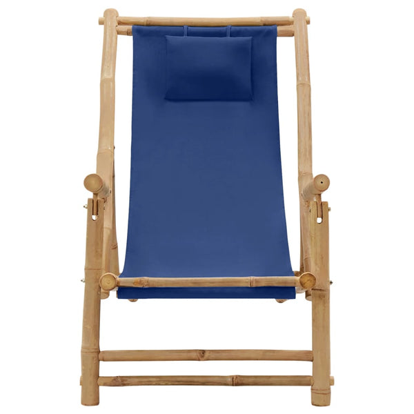 Deckchair Marineblau Bambus und Stoff Retuta