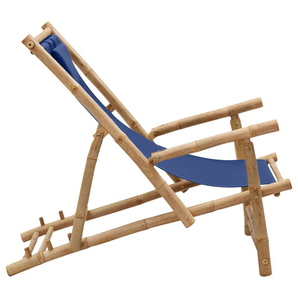 Deckchair Marineblau Bambus und Stoff Retuta