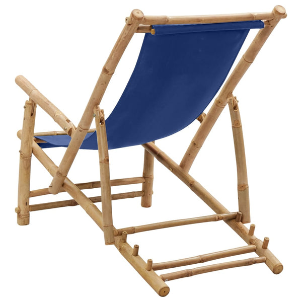 Deckchair Marineblau Bambus und Stoff Retuta