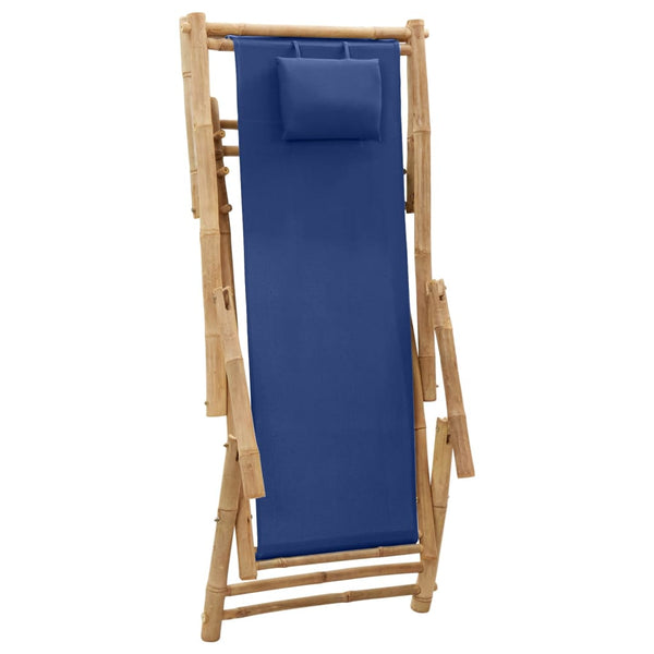 Deckchair Marineblau Bambus und Stoff Retuta