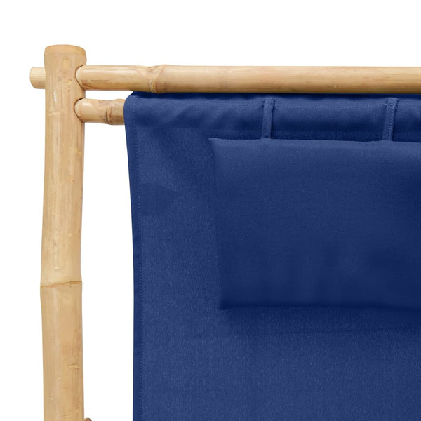 Deckchair Marineblau Bambus und Stoff Retuta