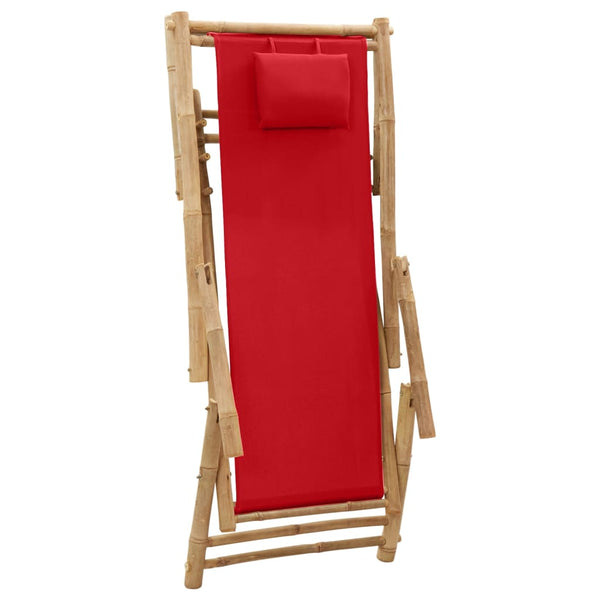 Roter Liegestuhl Bambus und Stoff Retuta