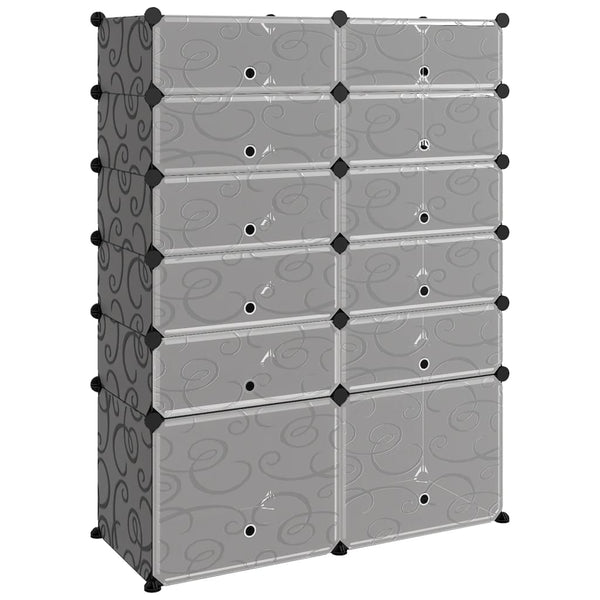Schwarzes Schuhregal Statescu 94x37x125cm (PP)