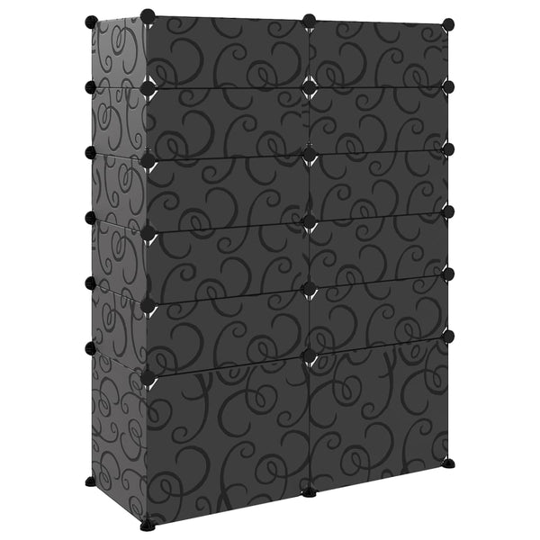 Schwarzes Schuhregal Statescu 94x37x125cm (PP)