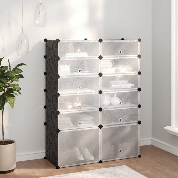 Schwarzes Schuhregal Statescu 94x37x125cm (PP)