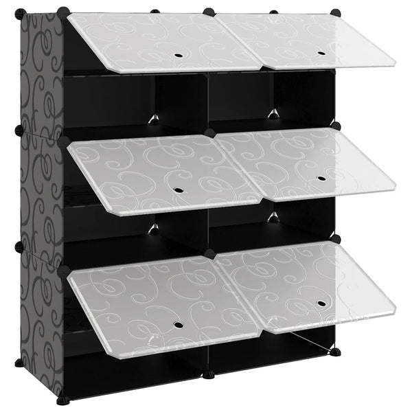 Schuhregal Statescu 84,5x31x93,5cm, schwarz (PP)