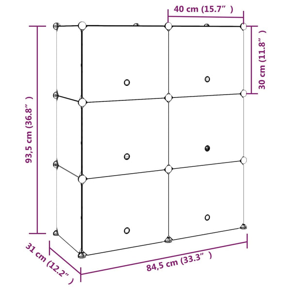 Schuhregal Statescu 84,5x31x93,5cm, schwarz (PP)