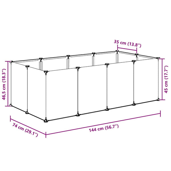 Durchsichtiger Kleintierkäfig Shekhel 144x74x46,5cm (PP und Stahl)