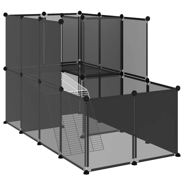 Schwarzer Kleintierkäfig Mictat 142x74x93cm (PP und Stahl)