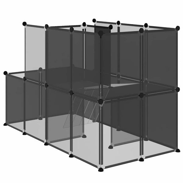 Schwarzer Kleintierkäfig Mictat 142x74x93cm (PP und Stahl)