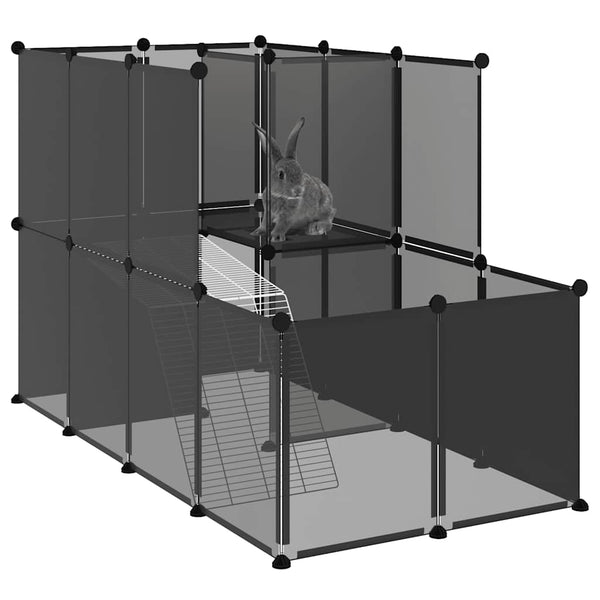 Schwarzer Kleintierkäfig Mictat 142x74x93cm (PP und Stahl)