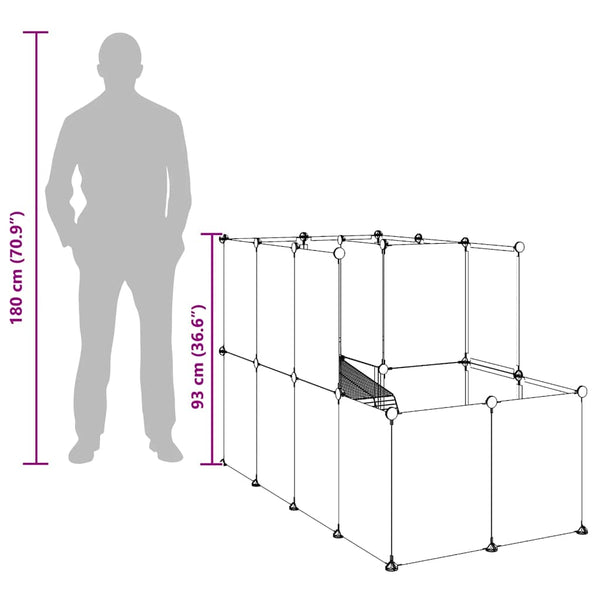 Schwarzer Kleintierkäfig Mictat 142x74x93cm (PP und Stahl)