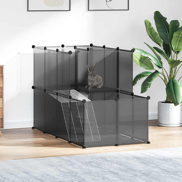 Schwarzer Kleintierkäfig Mictat 142x74x93cm (PP und Stahl)