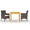 Braunes 3-teiliges Outdoor-Essgruppe Camila (mit Kissen)