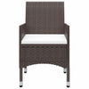 Braunes 3-teiliges Outdoor-Essgruppe Camila (mit Kissen)