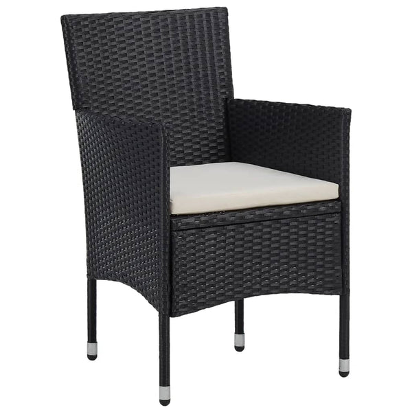 Schwarz 3-teiliges Bistro-Set Gentilia (Polyrattan und gehärtetes Glas)