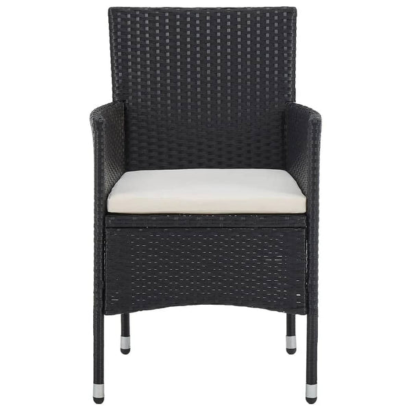 Schwarz 3-teiliges Bistro-Set Gentilia (Polyrattan und gehärtetes Glas)