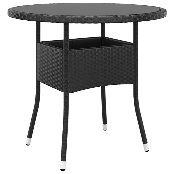 Schwarz 3-teiliges Bistro-Set Gentilia (Polyrattan und gehärtetes Glas)