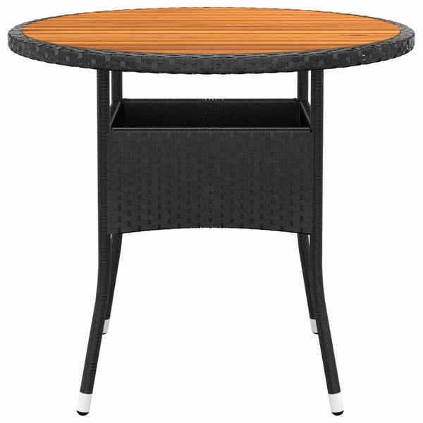 Musta 3-osainen bistrosarja Cherrie (ulos polyrottinki ja puu)