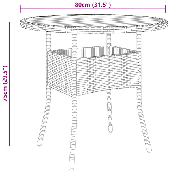 Musta 3-osainen bistrosarja Cherrie (ulos polyrottinki ja puu)