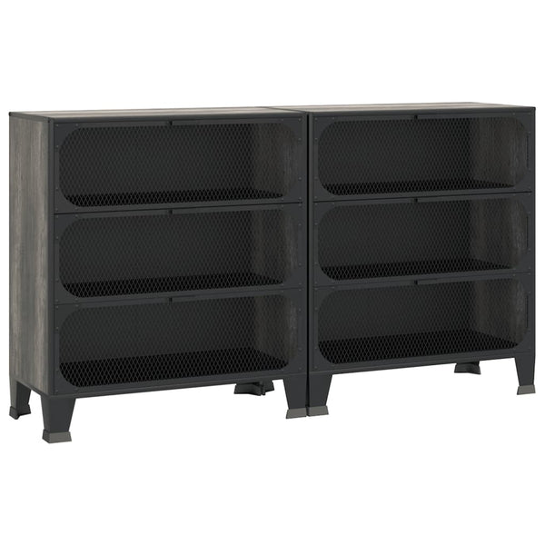 Harmaa säilytyskaapit Debby 72x36x82cm (2 kpl, metalli ja mdf)