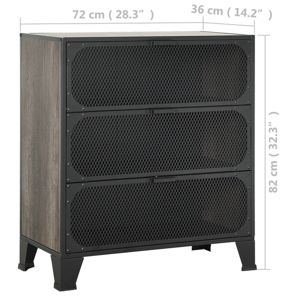 Harmaa säilytyskaapit Debby 72x36x82cm (2 kpl, metalli ja mdf)